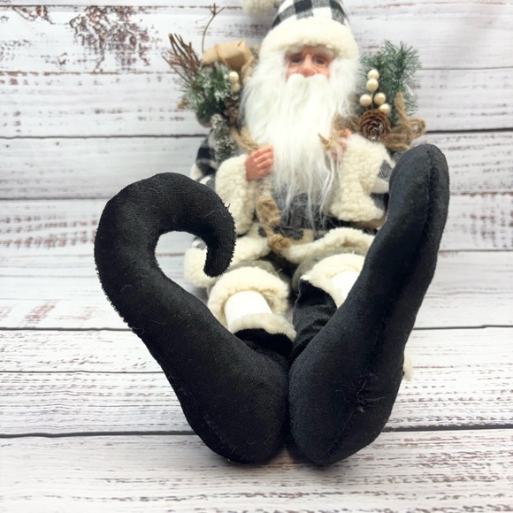 Santa Clause Holiday Christmas Decor Checkered Santa Black and White Decoration - Picture 4 of 9